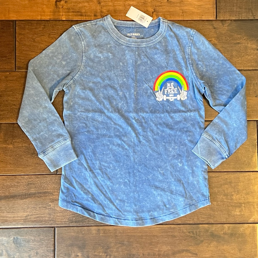 NWT Old Navy Small (6-7) Boys Long Sleeve T Shirt Blue